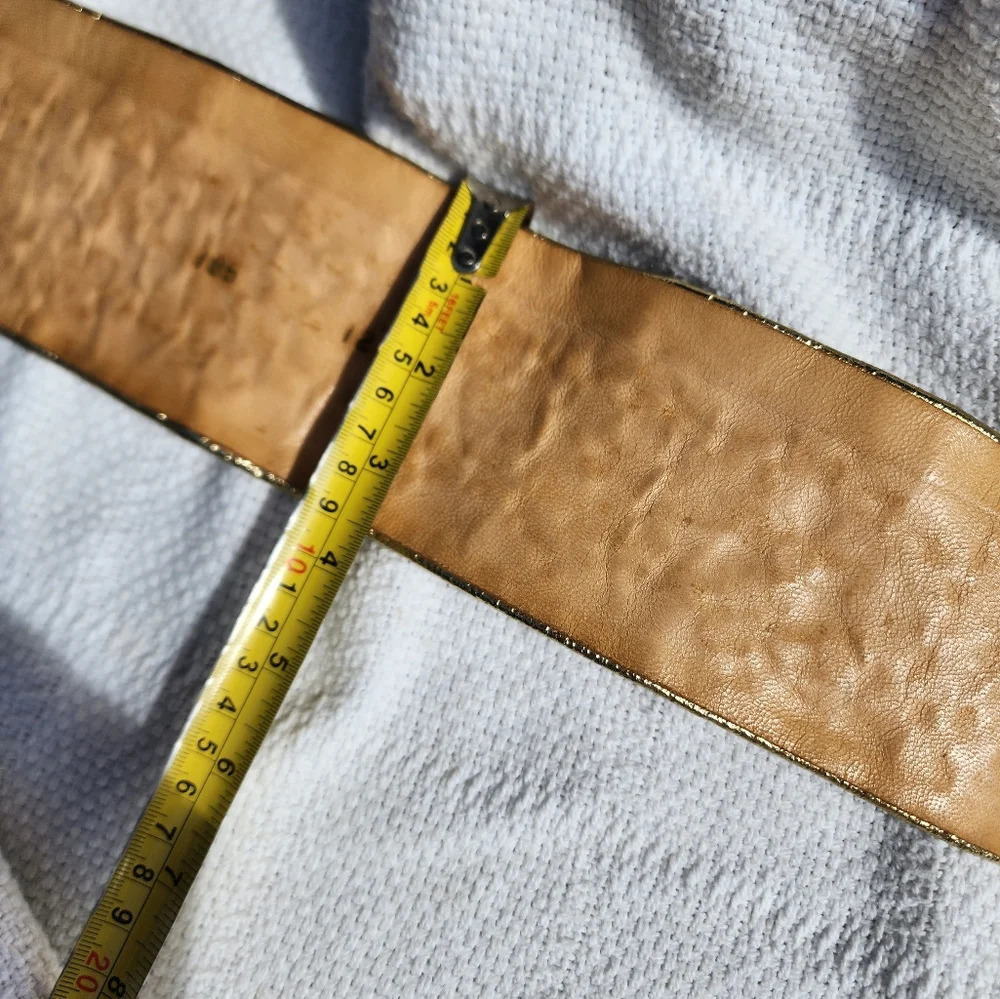 Vintage Gold Lamé‎ Appliqué Belt S - Picture 7 of 10